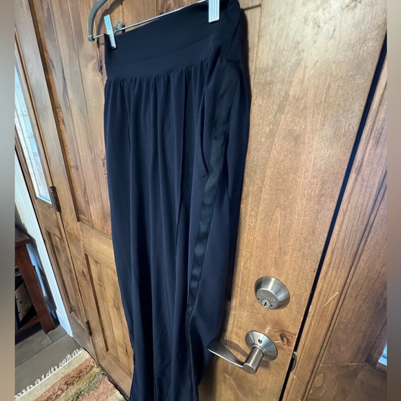 Athleta Nolita Wide Leg City Pant Navy Blue with Dark Navy tuxedo stripe Size 10 - Picture 2 of 4